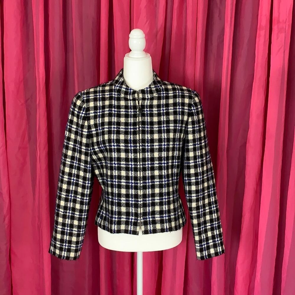 Vintage Kasper ASL petite checkered woolβ blazer jacket, 10